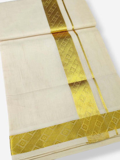 Premium Wedding Handloom Balaramapuram Unaakupaavu Kasavu Mundu for Men