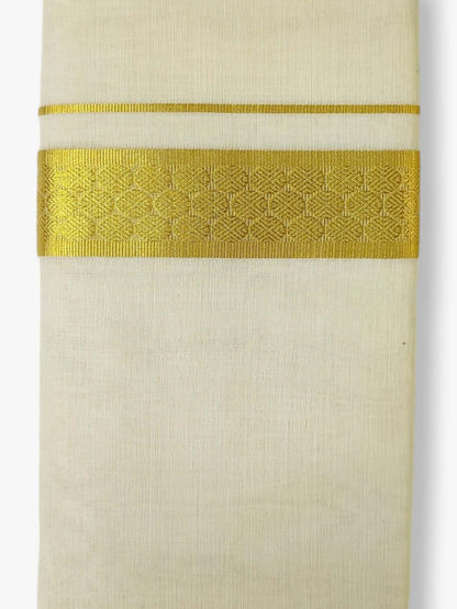 Premium Wedding Handloom Balaramapuram Unaakupaavu Kasavu Mundu for Men
