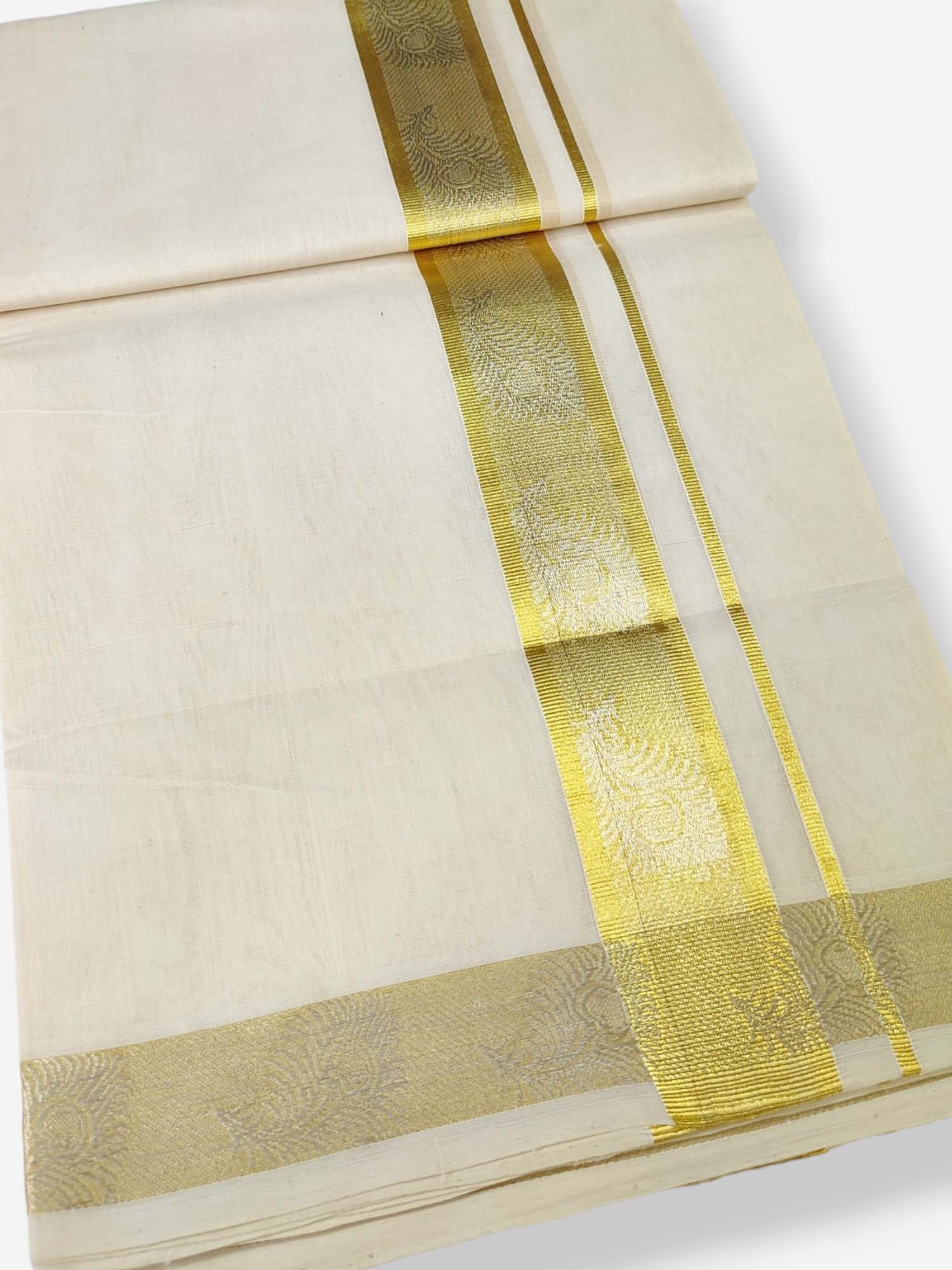 Premium Wedding Handloom Balaramapuram Unaakupaavu Kasavu Mundu for Men
