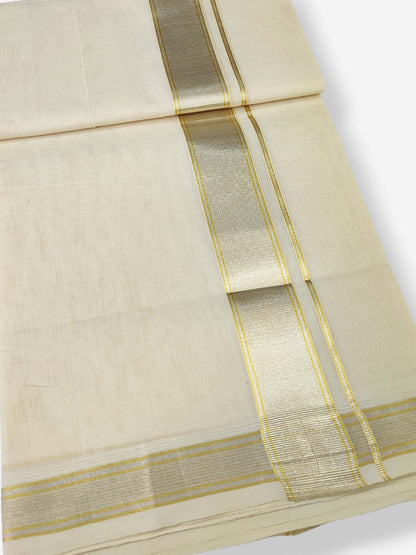 Premium Wedding Handloom Balaramapuram Unaakupaavu Kasavu Mundu for Men