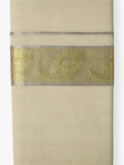 Premium Wedding Handloom Balaramapuram Unaakupaavu Kasavu Mundu for Men