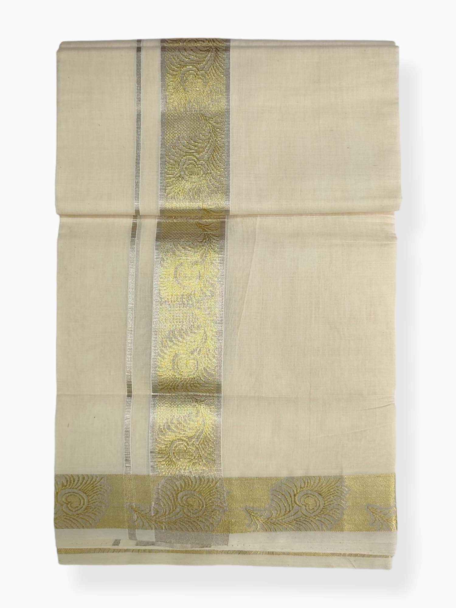 Premium Wedding Handloom Balaramapuram Unaakupaavu Kasavu Mundu for Men
