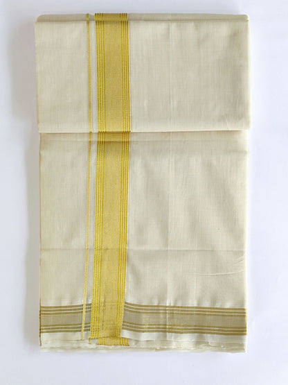 Premium Wedding Handloom Kasavu Mundu for Men