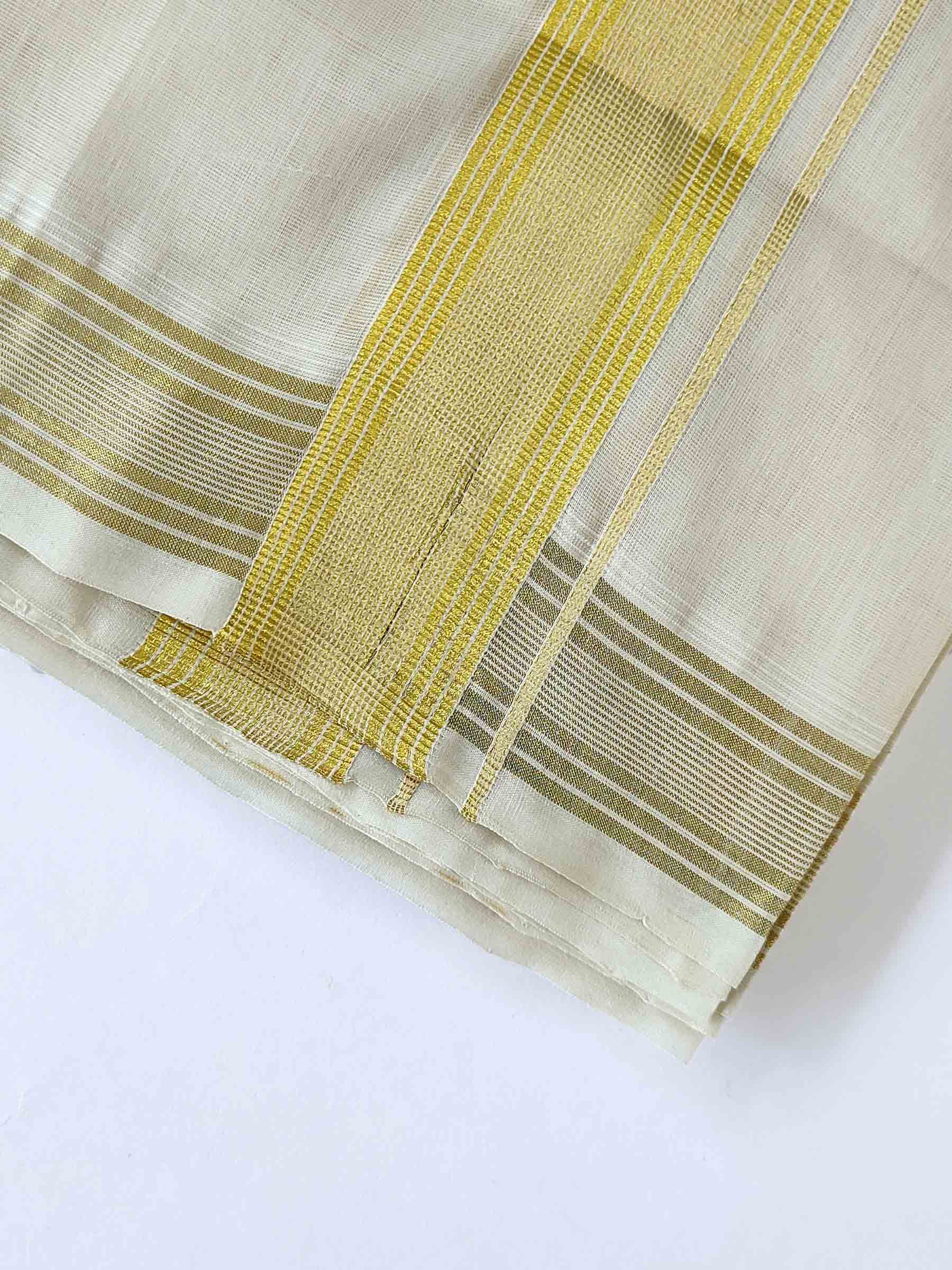 Premium Wedding Handloom Kasavu Mundu for Men
