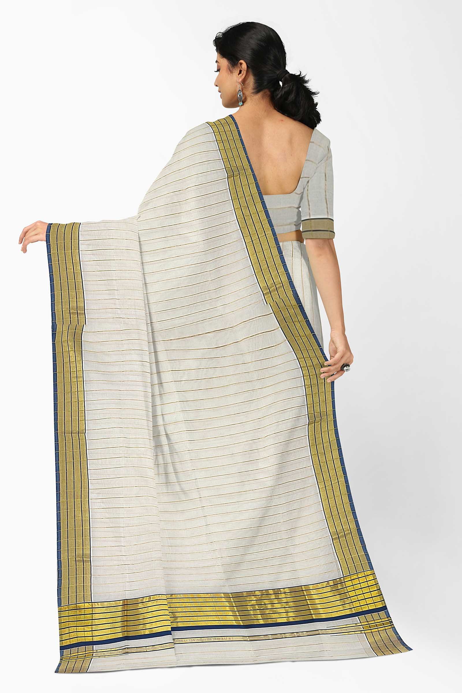 Buy Kerala Gold Kasavu Half Saree With Bead Worked Blouse/ Kerala Half Saree  Online in India - Etsy