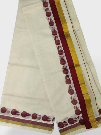 Kerala Single Printed Set Mundu Neriyathum