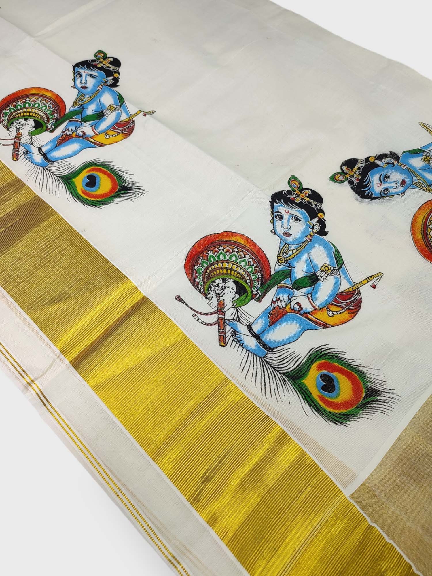 Cream With Radha-Krishna Mural Painting Kerala Saree. | Jolly Silks - The  Destination Of Silks | Online shopping site - Jolly Silks