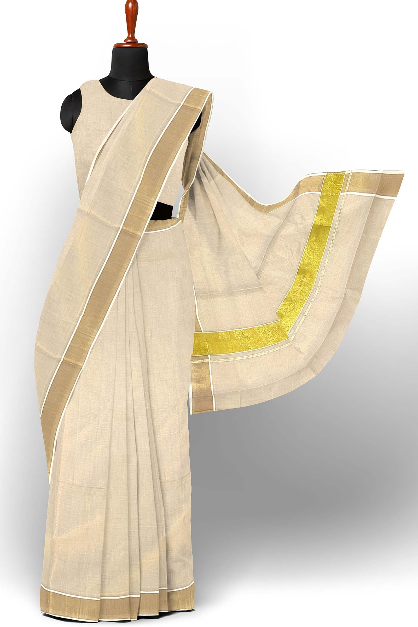 Buy Kerala Onam Saree With Big Tissue Golden Border