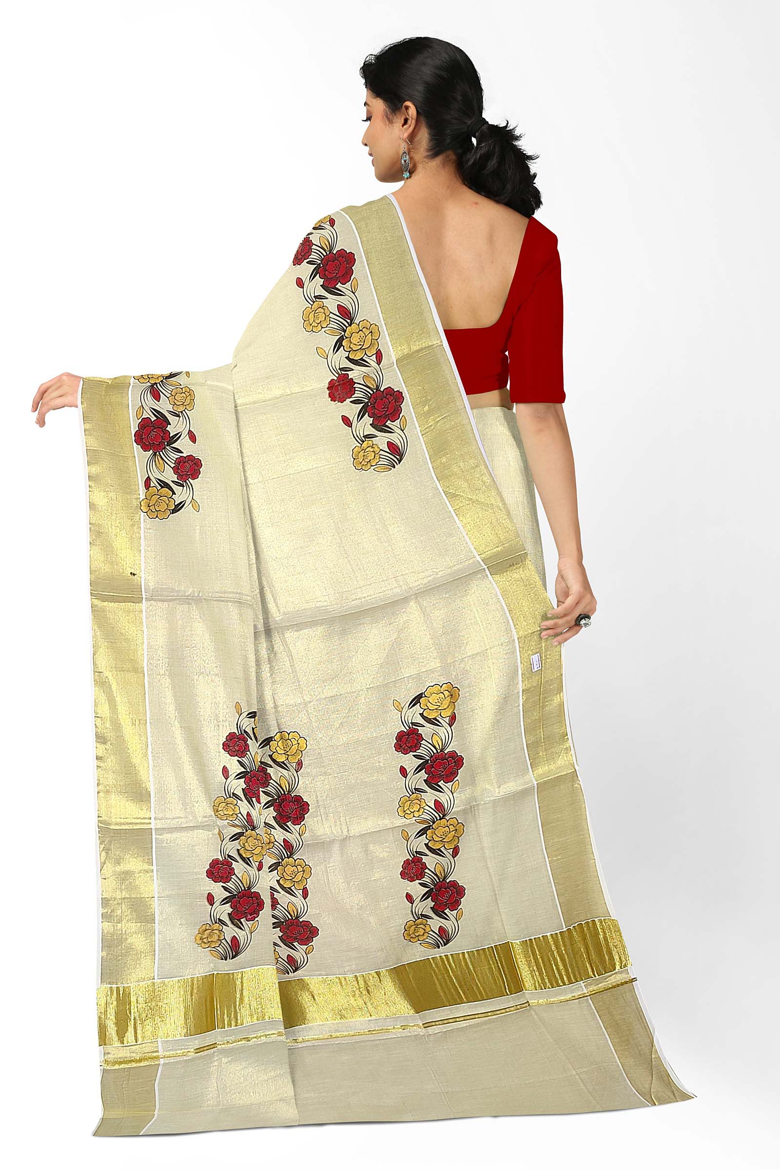 Buy Kerala Tissue Saree-half and Half Tissue Saree-golden Tissue Saree-silver  Saree-premium Quality Saree-women's Golden Saree Online in India - Etsy