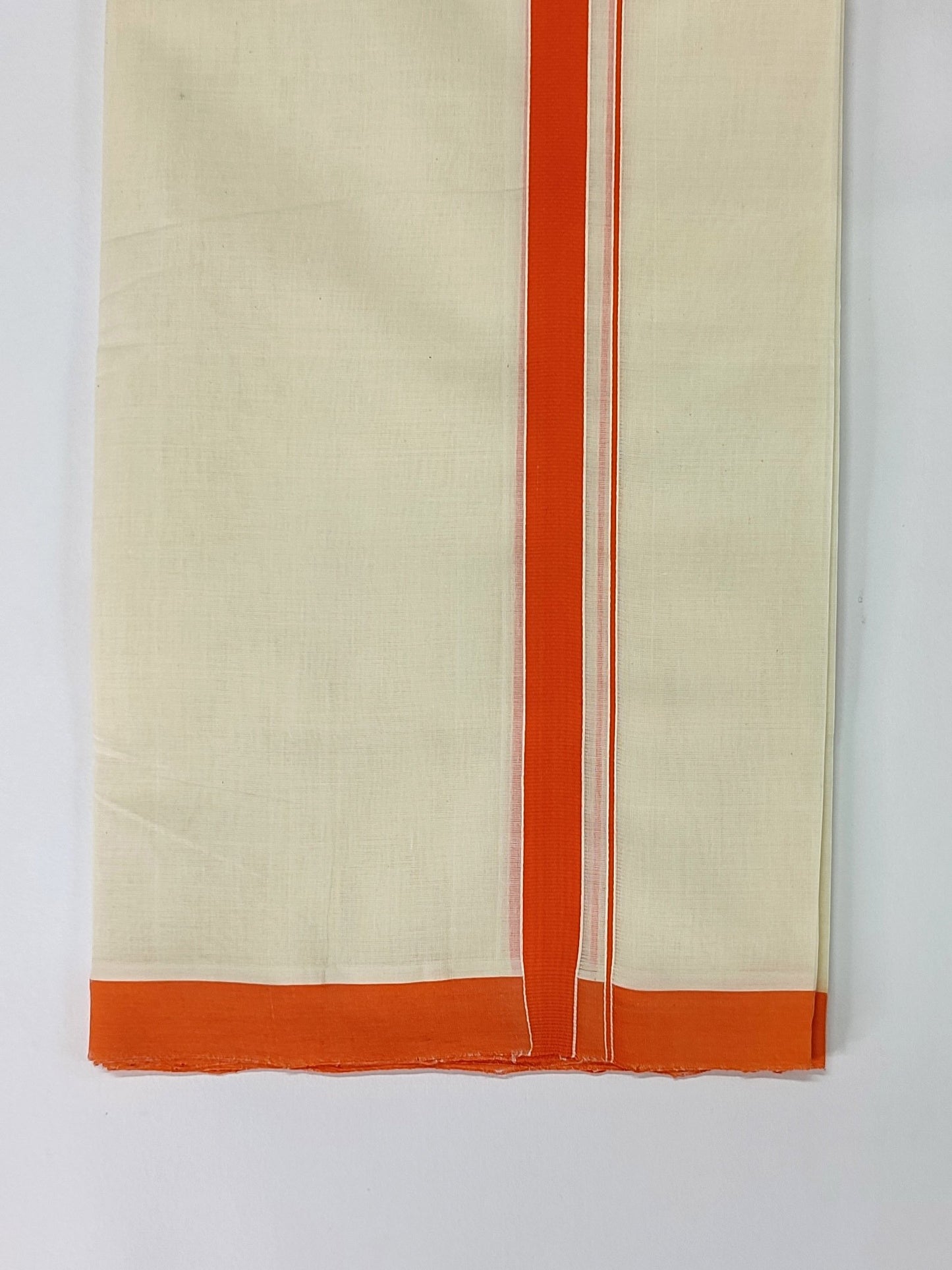 Kerala Handloom Mundu/Dhoti Pure Cotton with Orange Border