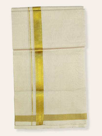 Kerala Kasavu Balaramapuram Unakkupaavu Handloom Mundu(120*120) with Golden Designer Border