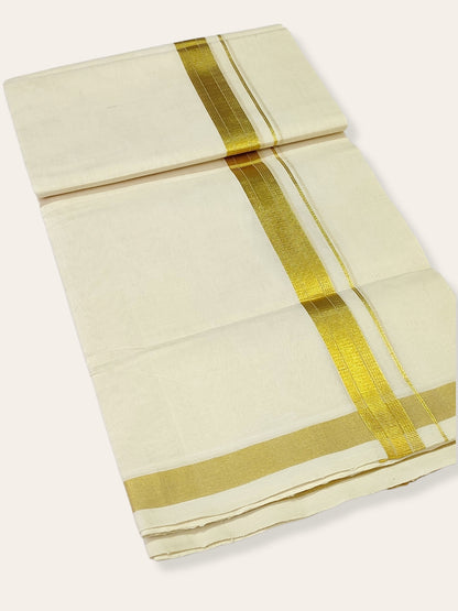 Kerala Kasavu Balaramapuram Unakkupaavu Handloom Mundu(120*120) with Golden Designer Border