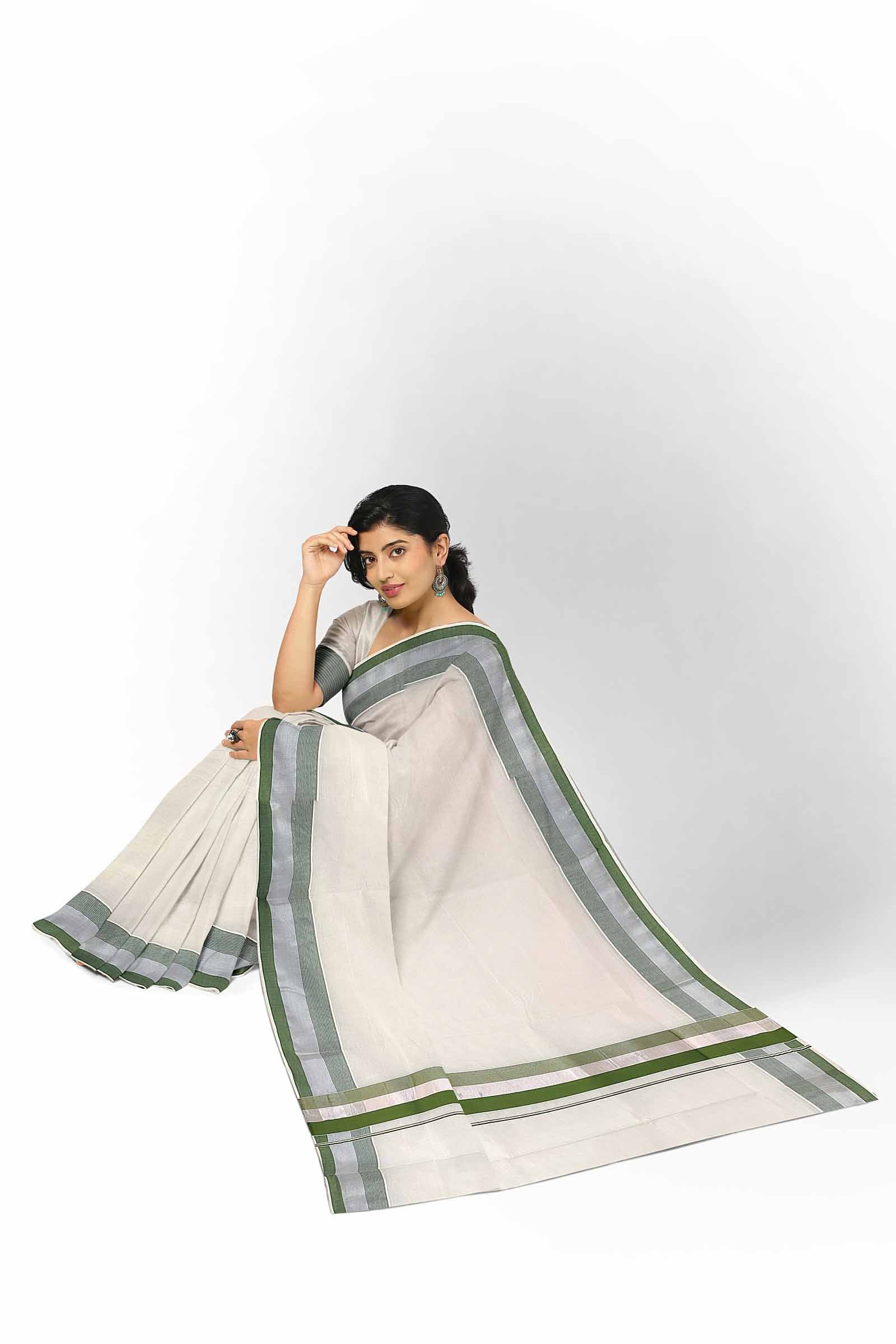 Kerala Saree With Golden Border - KasavuMaalika