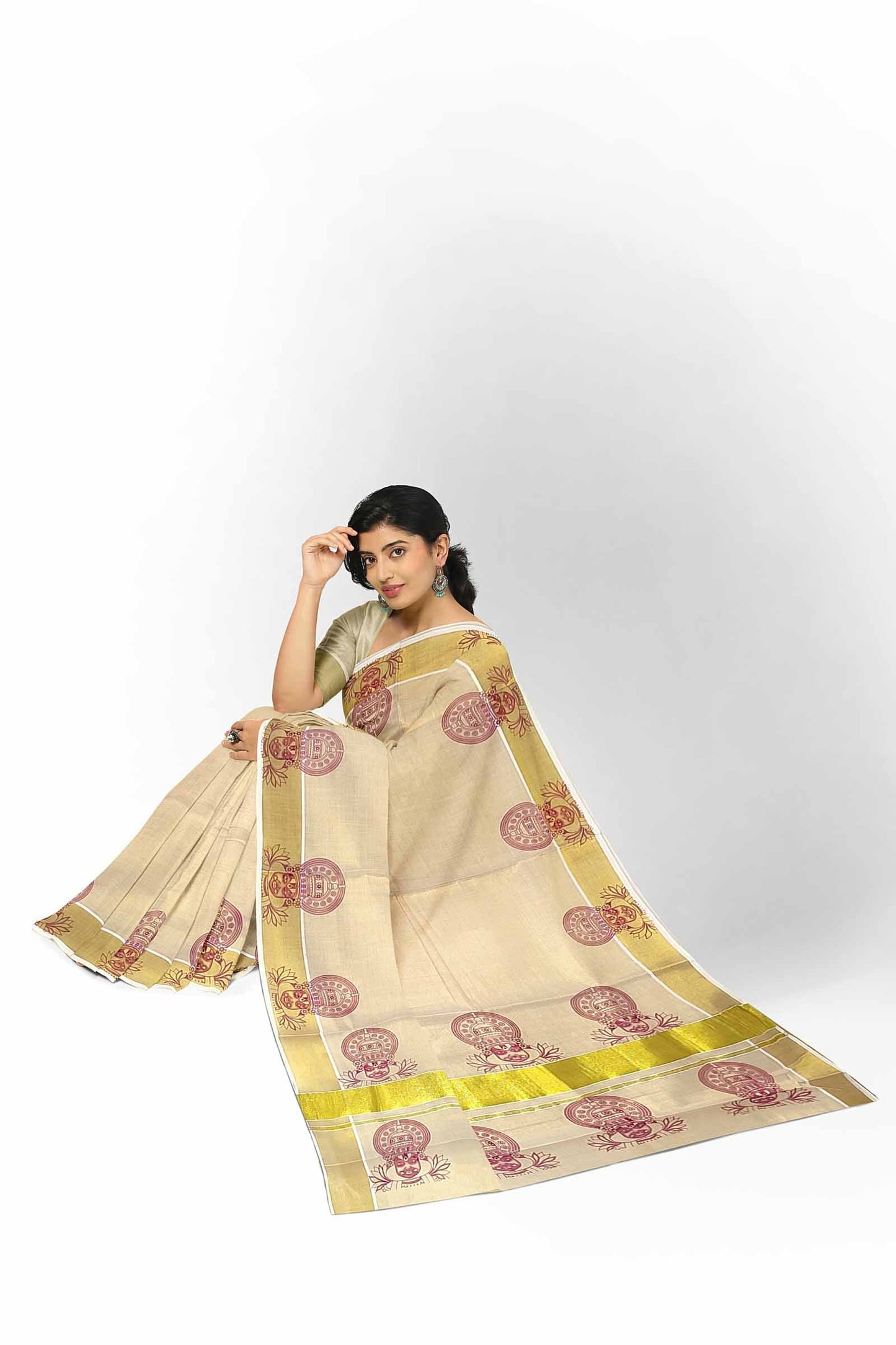 Kerala Tissue Printed Saree for Women
