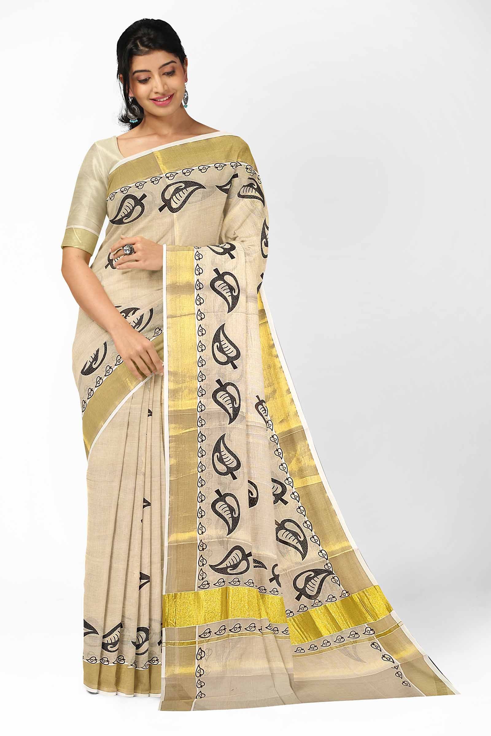 Kerala Tissue Printed Saree for Women