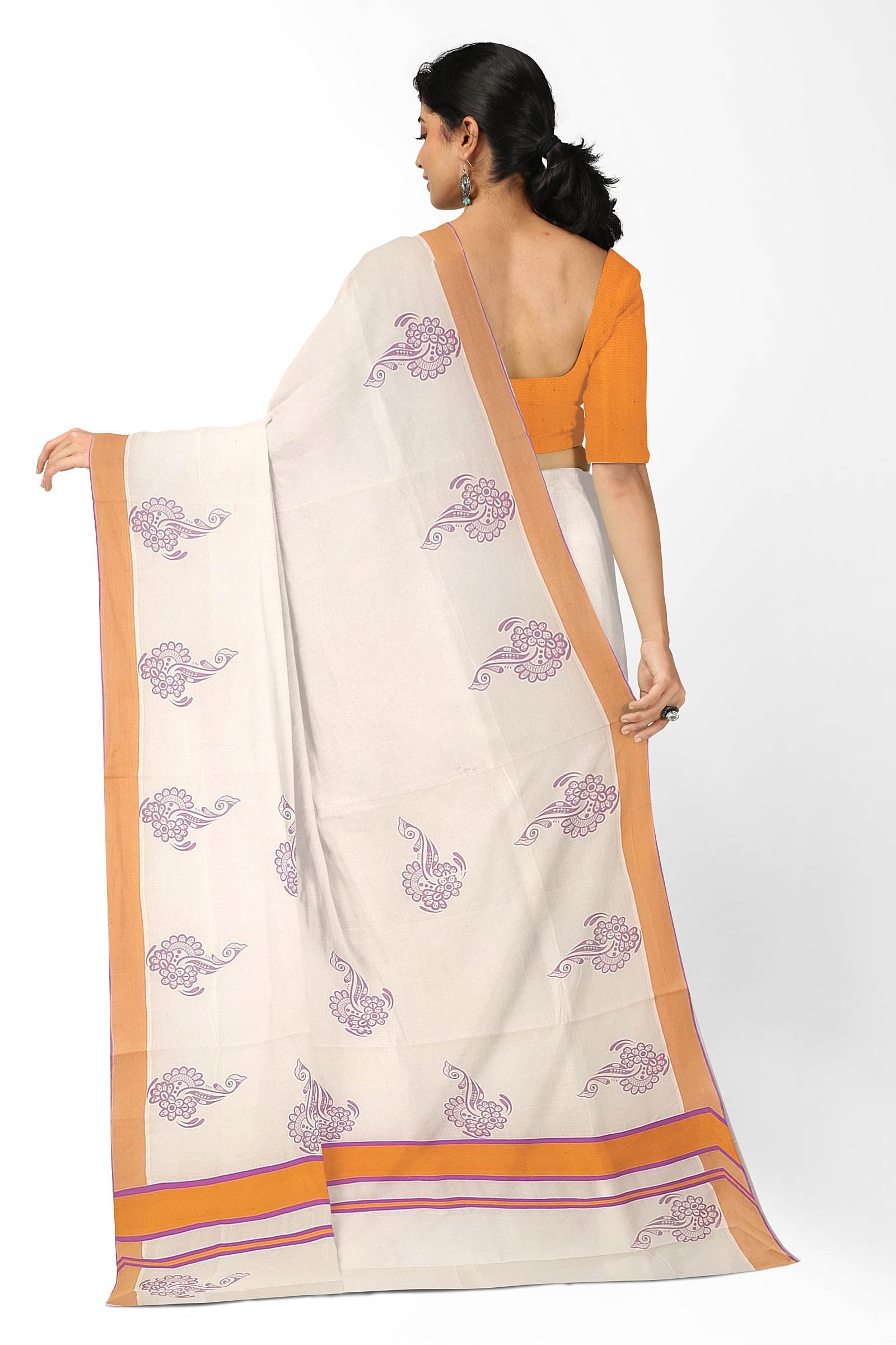 Pure cotton printed kerala saree