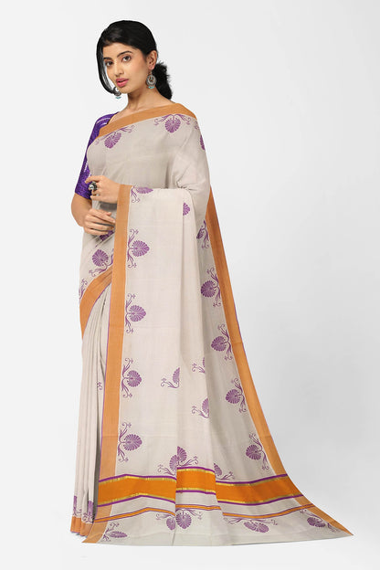 Pure cotton printed kerala saree