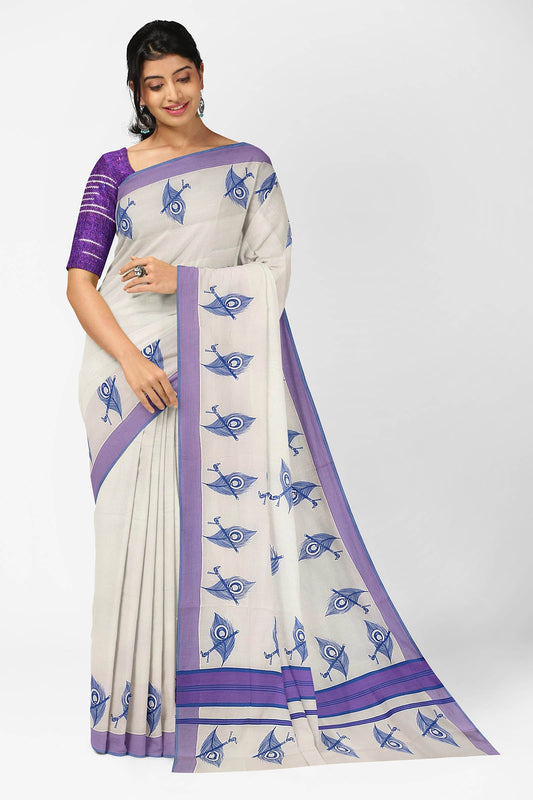 Pure cotton printed kerala saree